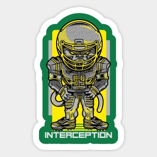 football player poised and ready to make an interception Sticker